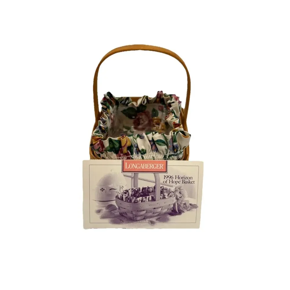 1996 Longaberger Horizon of Hope Basket Rose Liner, Protector & Recipe Cards